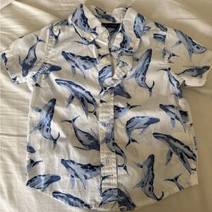 Janie and Jack White and Blue Whale Print Shirt